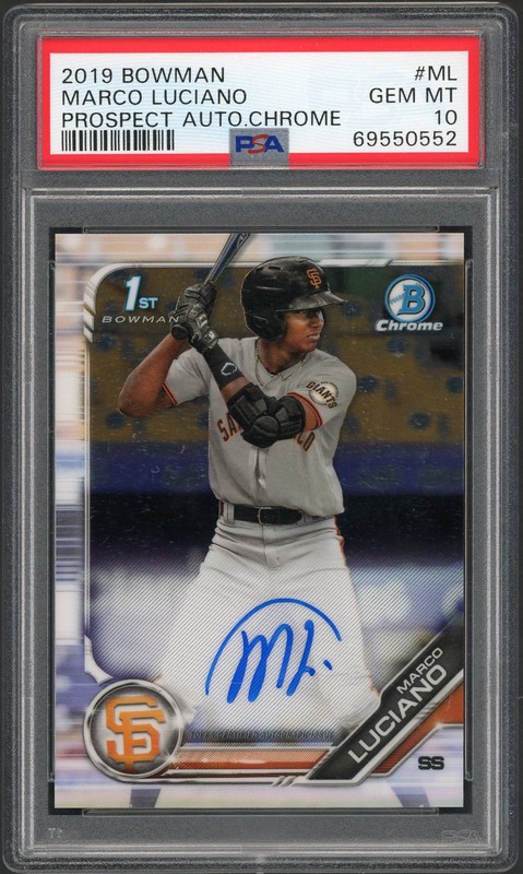 2019 Bowman Chrome Autographs Marco Luciano #CPA-ML PSA 10