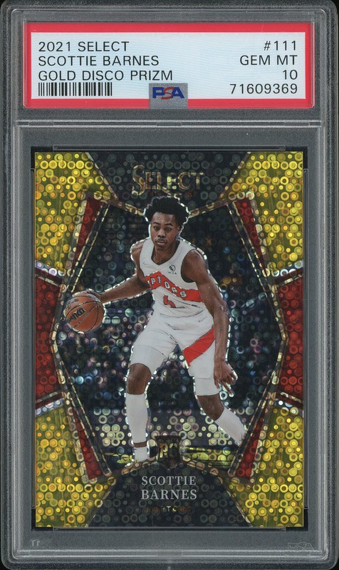 2021-22 Panini Select Scottie Barnes #111 Gold Disco /10 PSA 10