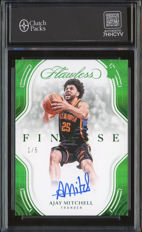 2024-25 Panini Flawless Finesse Signatures Ajay Mitchell #FNS-AJA Green /5