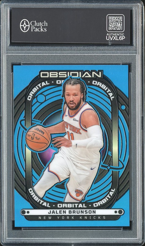 2024-25 Panini Obsidian Orbital Jalen Brunson #4 Electric Etch Blue Flood /30