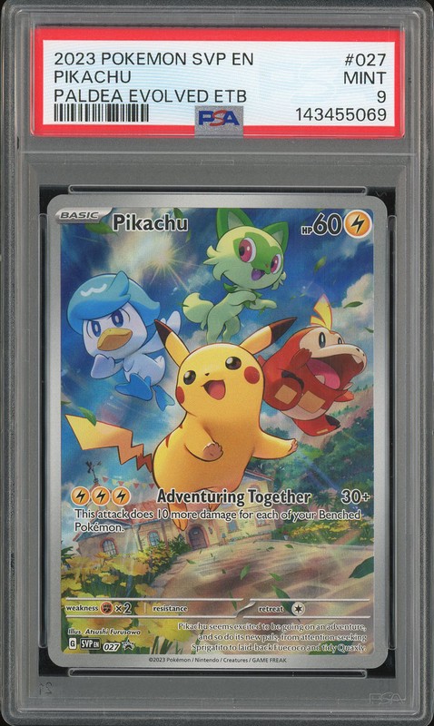 2023 Pokemon SVP EN Paldea Evolved ETB Pikachu #027 PSA 9