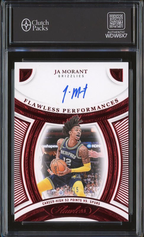 2024-25 Panini Flawless Flawless Performances Ja Morant #FP-JAM Ruby Autograph /15