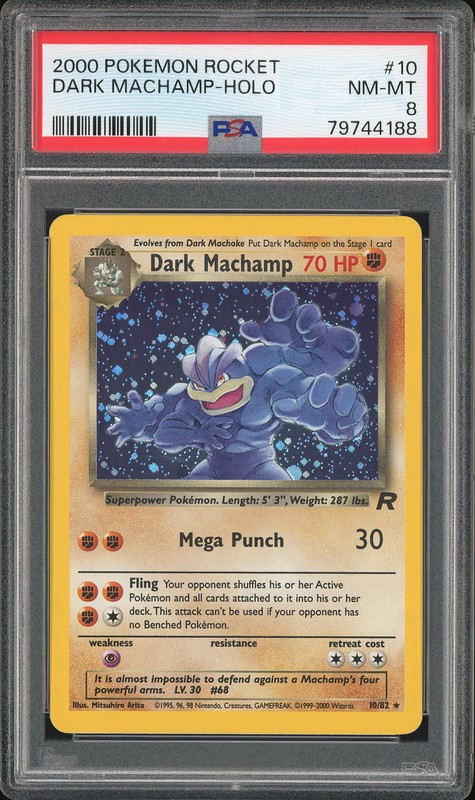 2000 Pokemon Rocket Dark Machamp #10 Holo PSA 8
