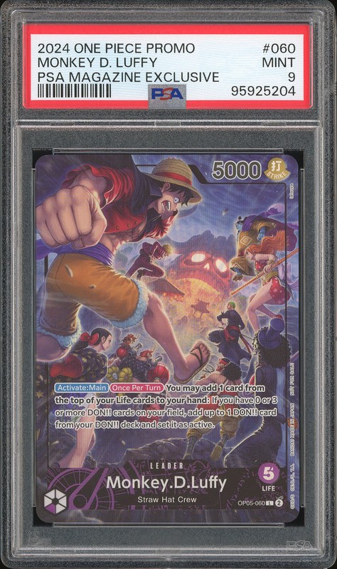 One Piece Monkey D. Luffy #OP05-060 Awakening of the New Era Promo PSA 9
