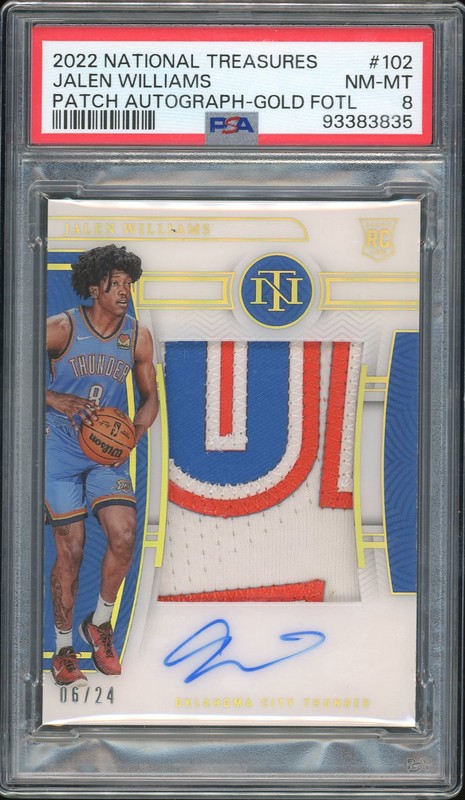 2022 National Treasures Patch Autograph Gold FOTL Jalen Williams #102 /24 PSA 8