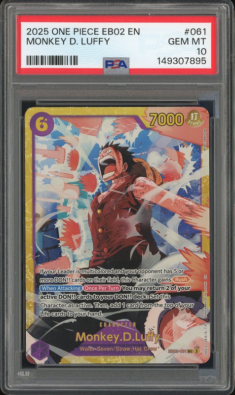 One Piece Monkey D. Luffy #EB02-061 Anime 25th Collection SEC PSA 10