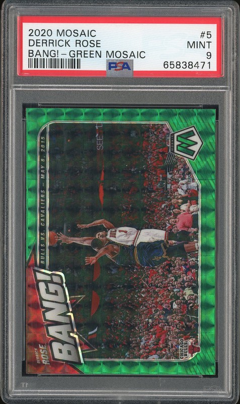 2020 Panini Mosaic Bang! Derrick Rose #5 Green Mosaic PSA 9