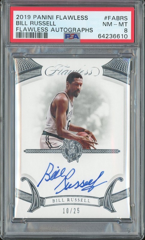 2019-20 Panini Flawless Flawless Autographs Bill Russell #FA-BRS /25 PSA 8
