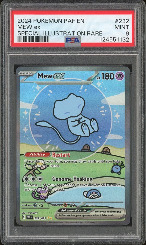2024 Pokemon Scarlet & Violet—Paldean Fates Special Illustration Rare Mew ex #232/091 PSA 9