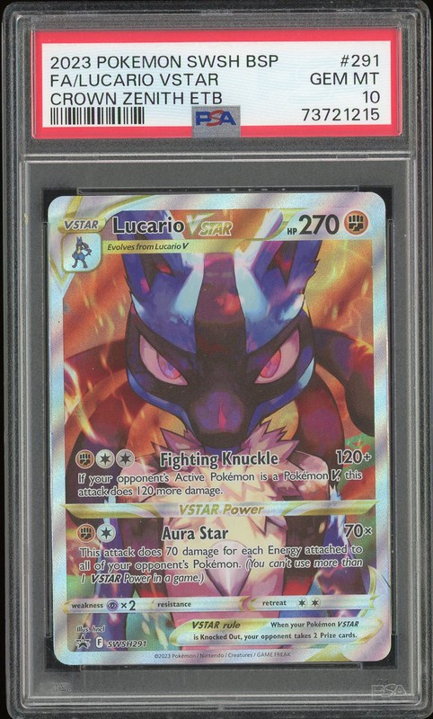 2023 Pokemon SWSH Black Star Promos Crown Zenith ETB Lucario VSTAR #SWSH291 Full Art PSA 10