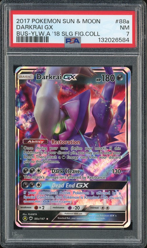 2017 Pokemon Sun & Moon Shining Legends Darkrai GX #88a PSA 7