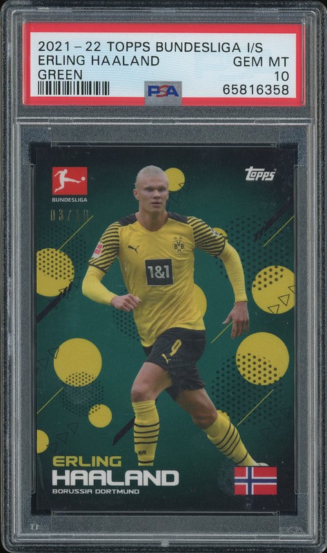 2021-22 Topps Bundesliga International Stars Erling Haaland Green #I/S PSA 10