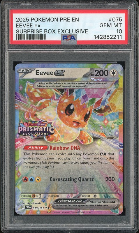 2025 Pokemon Prismatic Evolutions Eevee ex #075 PSA 10