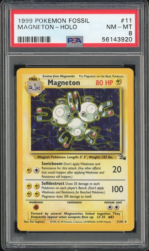 1999 Pokemon Fossil Magneton #11 Holo PSA 8