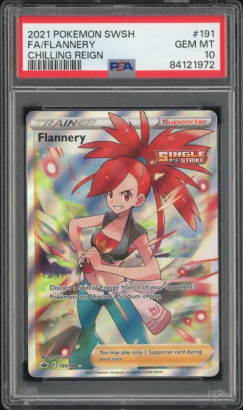 2021 Pokemon SWSH Chilling Reign Full Art/Flannery Flannery #191 PSA 10