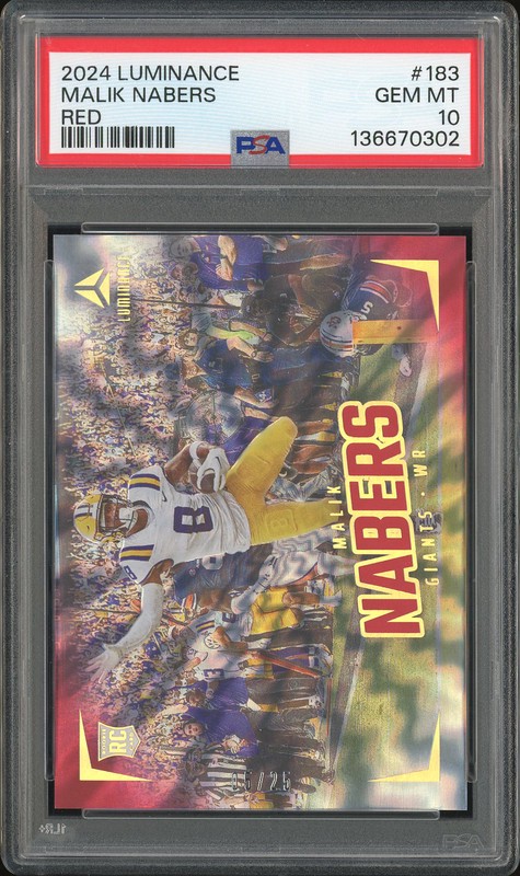 2024 Luminance Malik Nabers #183 Red /25 PSA 10