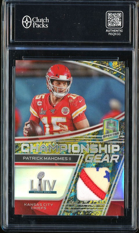 2022 Panini Spectra Championship Gear Patrick Mahomes II #CG-PMA Splatter Prizm Patch /8