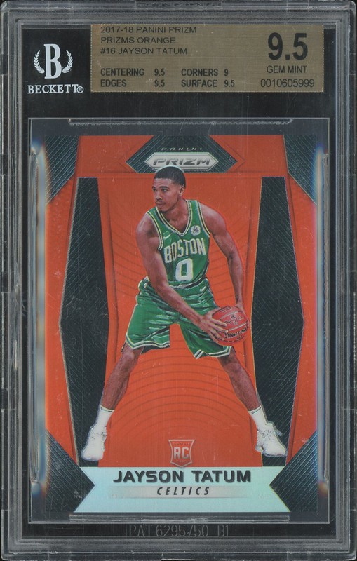 2017-18 Panini Prizm Jayson Tatum #16 Orange Prizm /49 BGS 9.5