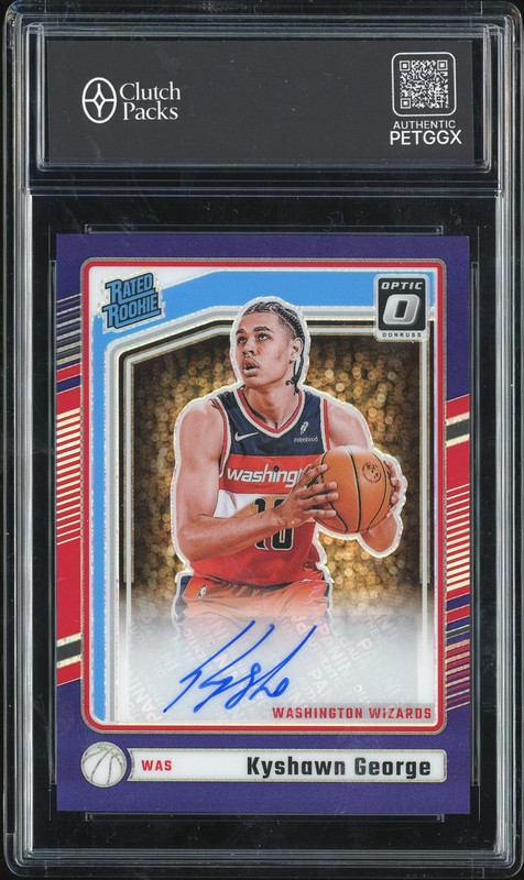 2024-25 Panini Donruss Optic Rated Rookie Signatures Kyshawn George #329 Purple Autograph