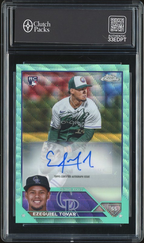 2023 Topps Chrome Rookie Autographs Ezequiel Tovar #AC-ET Aqua /199