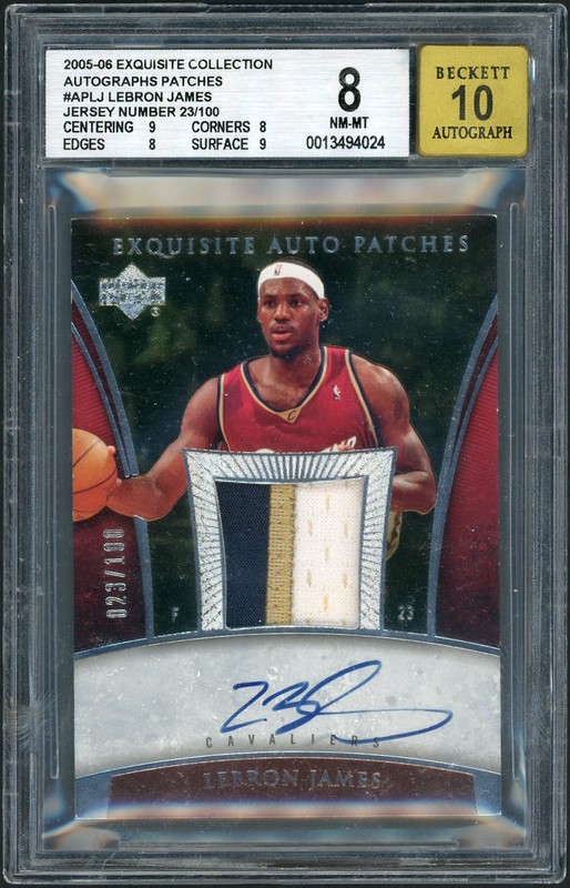 2005-06 Exquisite Collection Exquisite Auto Patches LeBron James #AP-LJ Autograph Patch /100 BGS 8