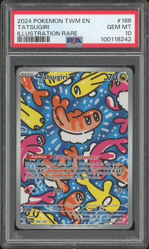 2024 Pokemon Scarlet & Violet - Twilight Masquerade Illustration Rare Tatsugiri #186 PSA 10