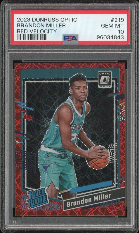 2023-24 Donruss Optic Rated Rookie Brandon Miller #219 Red Velocity /299 PSA 10