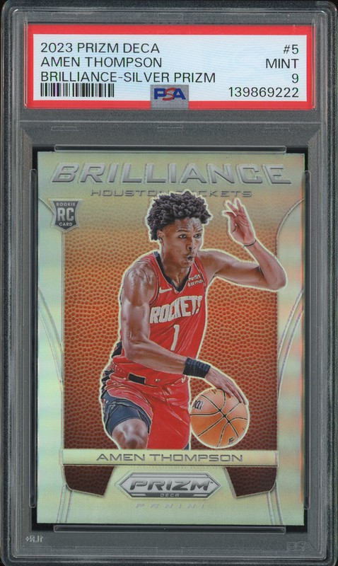 2023 Panini Prizm Deca Brilliance Amen Thompson #5 Silver Prizm PSA 9