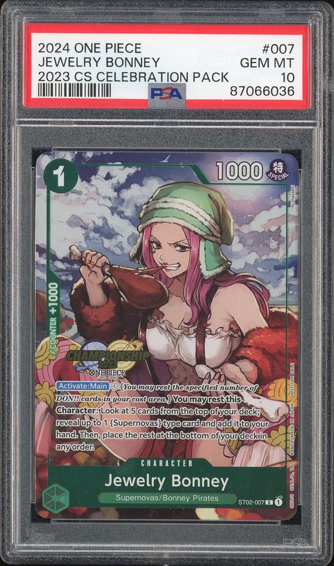 One Piece Jewelry Bonney #ST02-007 Two Legends Foil PSA 10