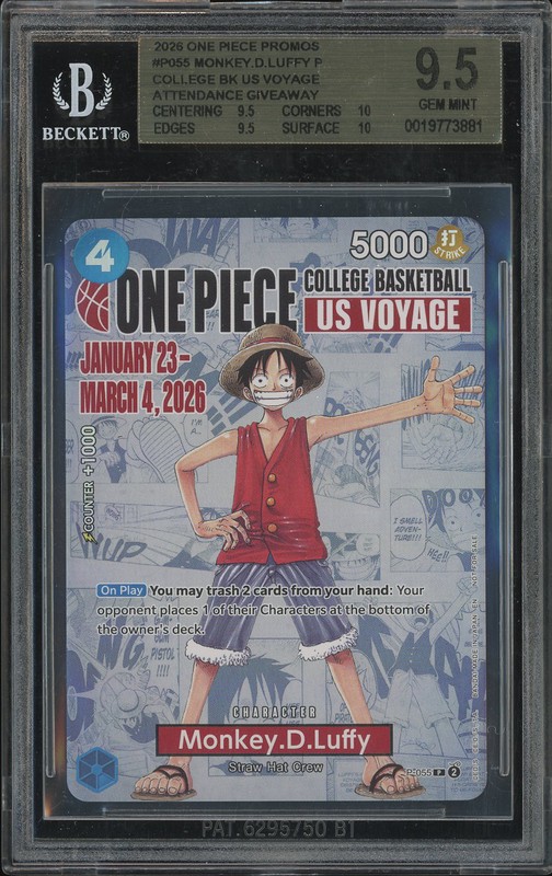 One Piece Monkey D. Luffy #P-055 US Voyage Promo BGS 9.5