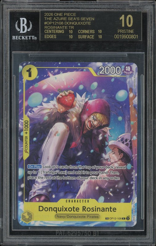 One Piece Donquixote Rosinante #OP12-108 OP24 The Azure Sea's Seven Alternate Art BGS 10