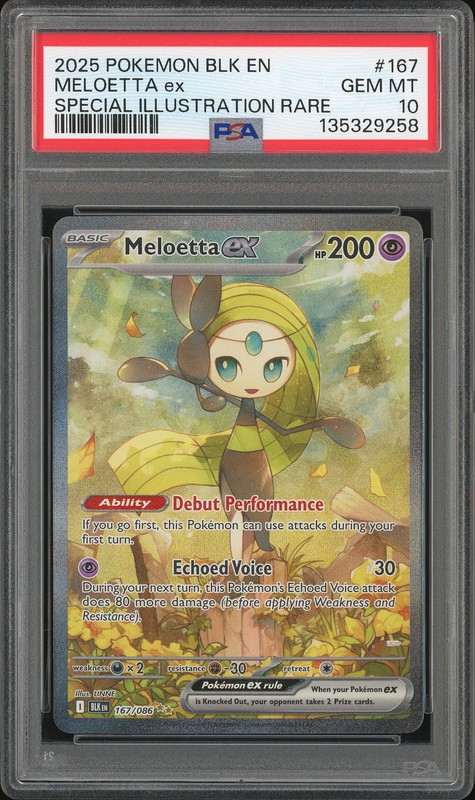 2025 Pokemon Black & White Meloetta ex #167 Special Illustration Rare PSA 10