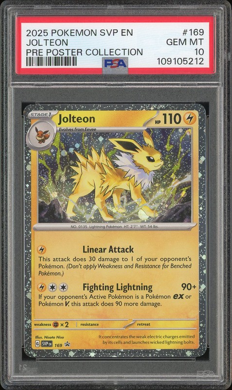 2025 Pokemon Scarlet & Violet Promo Pre Poster Collection Jolteon #169 PSA 10