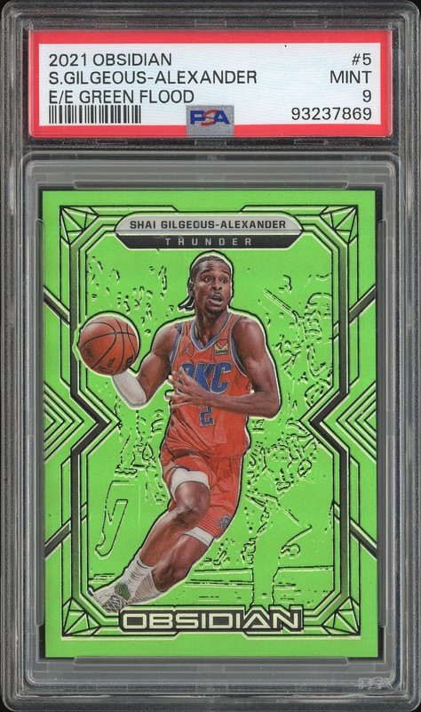 2021 Obsidian Shai Gilgeous-Alexander #5 Electric Etch Green Flood /25 PSA 9
