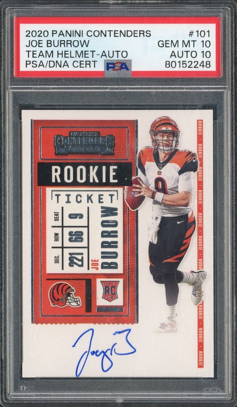 2020 Panini Contenders Rookie Ticket Variation - Team Helmet Joe Burrow #101 Autograph PSA 10 Auto 10
