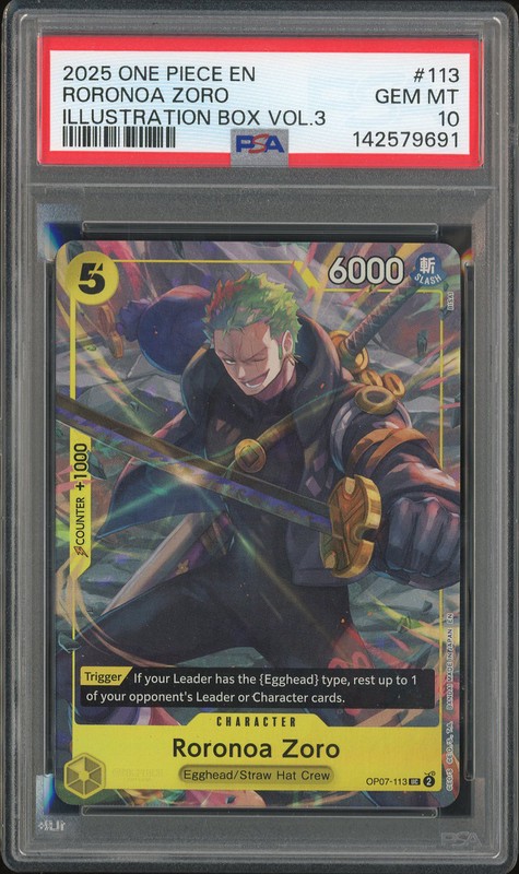 One Piece Roronoa Zoro #OP07-113 500 Years in the Future UC Graded PSA 10