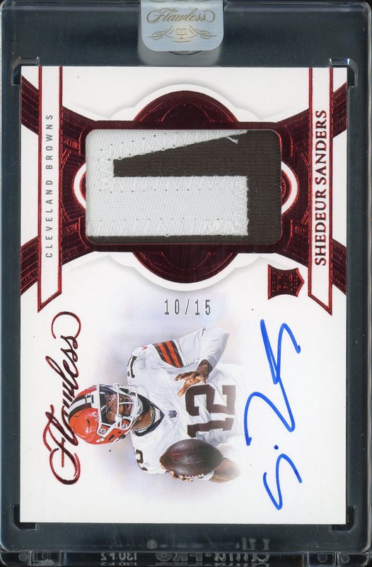 2025 Panini Flawless Rookie Patch Autographs Shedeur Sanders #RPA-SSS Ruby /15