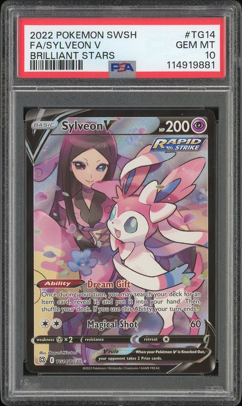 2022 Pokemon Brilliant Stars Trainer Gallery Sylveon V #TG14 Full Art PSA 10