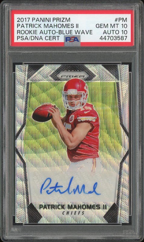 2017 Panini Prizm Rookie Autographs Patrick Mahomes II #RA-PM Blue Wave Autograph /149 PSA 10 Auto 10