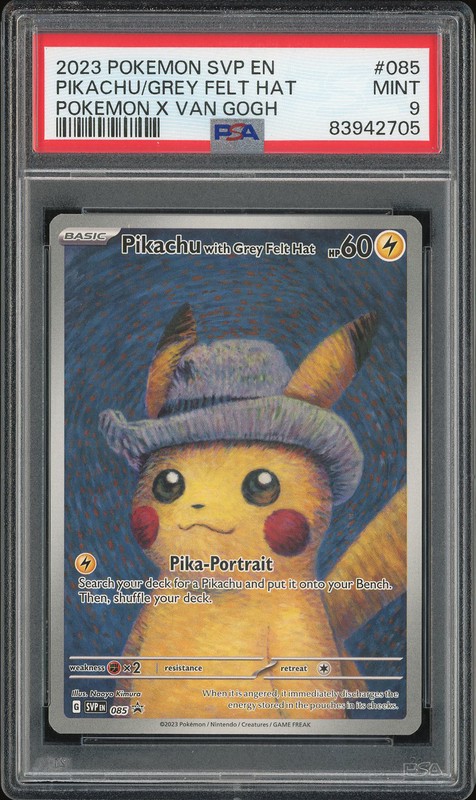 2023 Pokemon SVP EN Pokemon x Van Gogh Pikachu with Grey Felt Hat #085 PSA 9