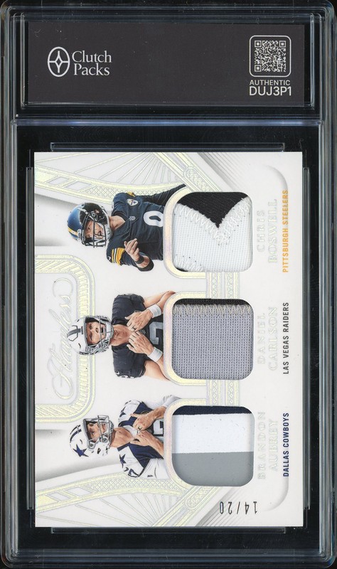 2024 Panini Flawless Triple Patches Brandon Aubrey / Daniel Carlson / Chris Boswell #TP-K1 /20