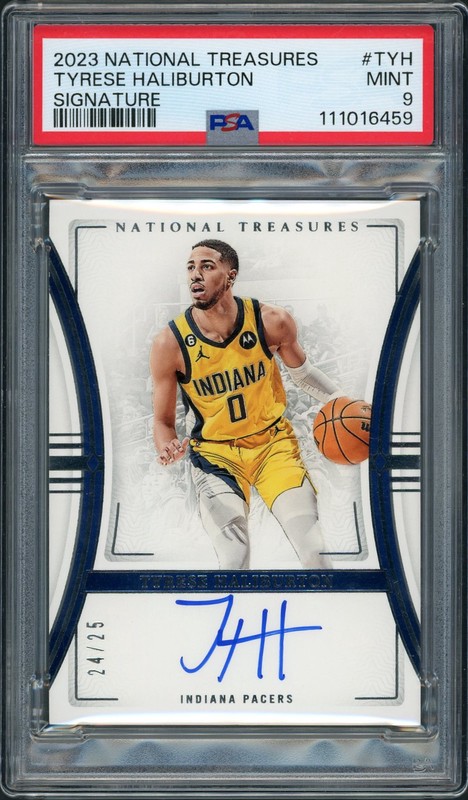 2023-24 Panini National Treasures Signatures Tyrese Haliburton #S-TYH Autograph /25 PSA 9