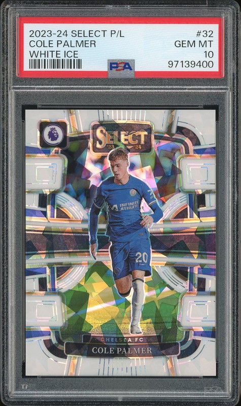 2023-24 Panini Select Premier League Cole Palmer #32 White Ice /85 PSA 10