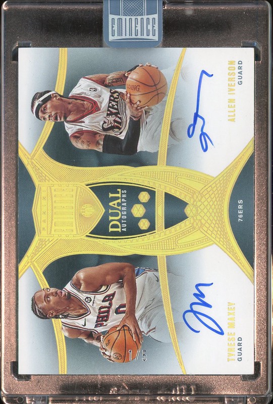 2024-25 Panini Eminence Dual Autographs Tyrese Maxey / Allen Iverson #DA-MAI /5