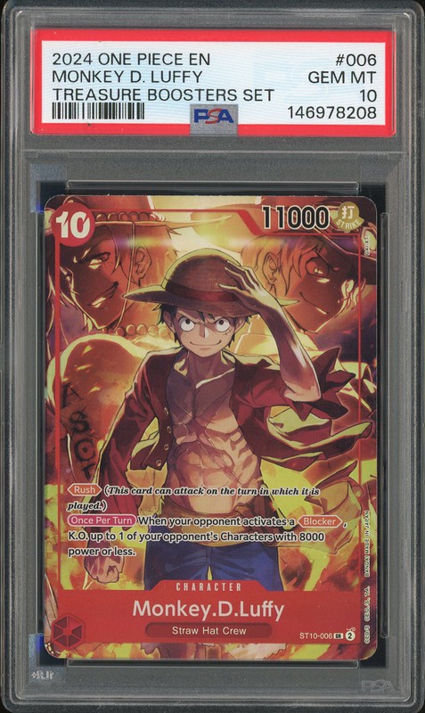 One Piece Monkey D. Luffy #ST10-006 Ultra Deck: The Three Captains SR PSA 10