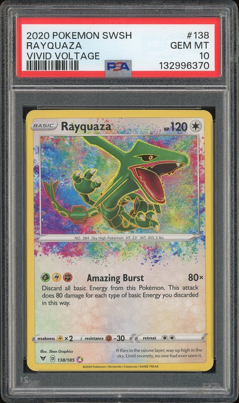 2020 Pokemon SWSH Vivid Voltage Amazing Rare Rayquaza #138 PSA 10