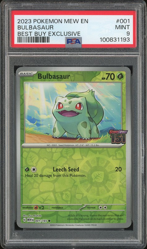 2023 Pokemon Scarlet & Violet 151 Bulbasaur #001 Best Buy Exclusive PSA 9