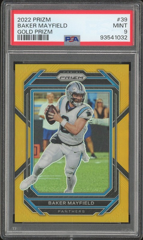 2022 Panini Prizm Baker Mayfield #39 Gold Prizm /10 PSA 9