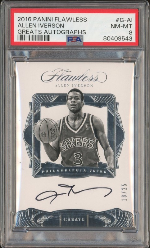 2016-17 Panini Flawless Greats Autographs Allen Iverson #G-AI Autograph /25 PSA 8