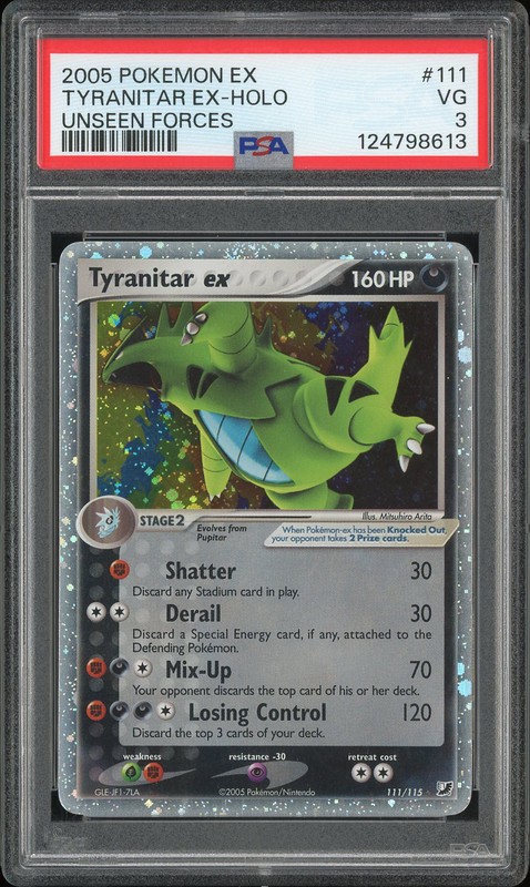 2005 Pokemon EX Unseen Forces Tyranitar ex #111 Holo PSA 3